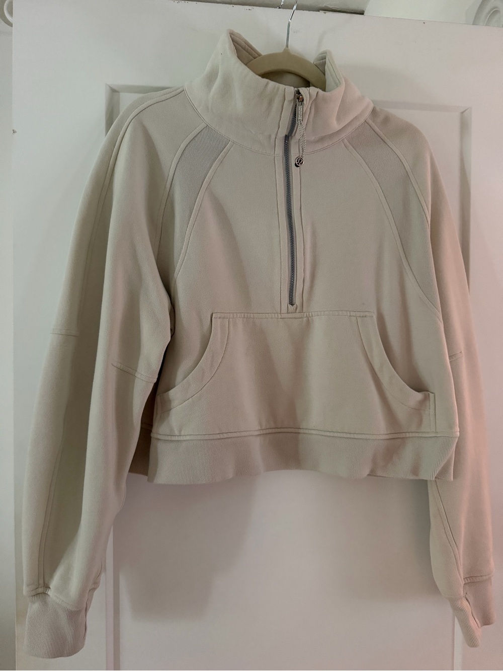 Lululemon scuba Cropped Half-Zip Pullover Sweatshirt - Cream